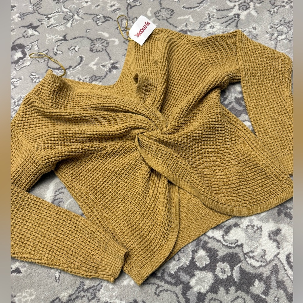 NWT moon & madison Mustard Off-the-Shoulder Sweater